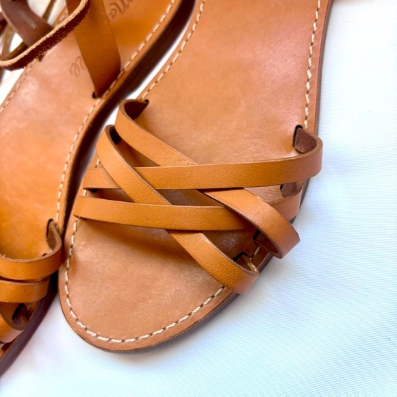 Madewell The Boardwalk Lace-Up Strappy Sandals, Cognac, Brown, Tan, Size 7 - Picture 9 of 14